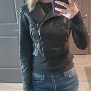 Bebe Faux Black Leather Moto Jacket